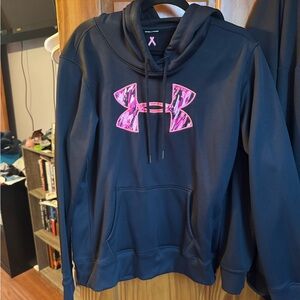 Under Armour Black Hoodie with Pink Patterned Logo